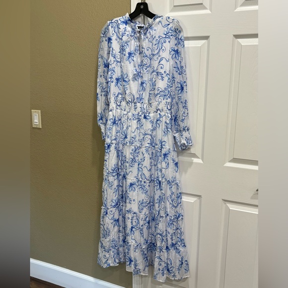 Spring Tea Maxi Dress-French Blue Pretty In Floral Dress size L - Picture 2 of 9